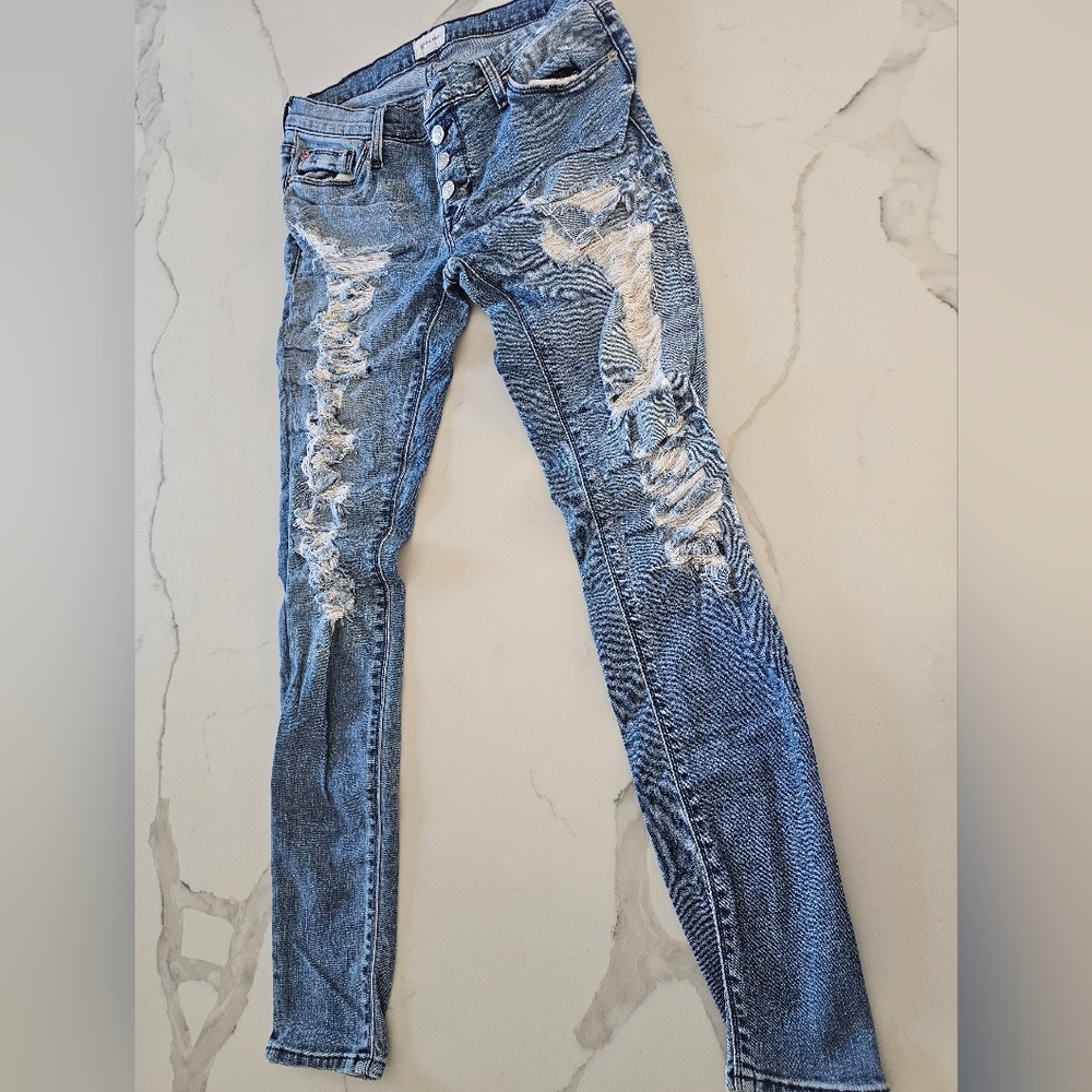 RIPPED JEANS WITH NATURAL DISTRESSED